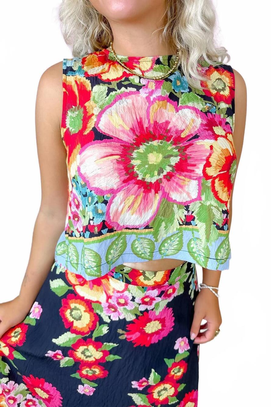 NEW EN CREME women's rosalita nights tank top in multicolor